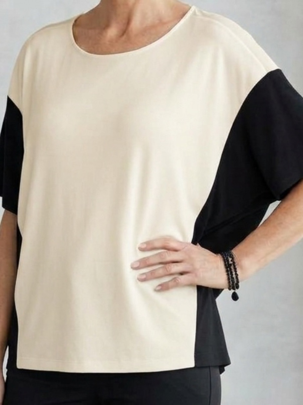 Colorblock Short Sleeve womenβs butterfly sleeve blouse